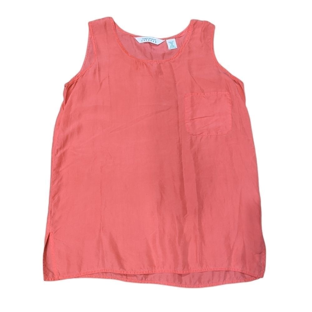 COMPAGNIE INTERNATIONALE EXPRESS Peach Salmon Pink Orange 100% Silk Tank Top